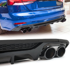 Schwarz Heckdiffusor Auspuffblenden Diffusor für Audi A5 F5 S Line 2017-2020 vor-facelift