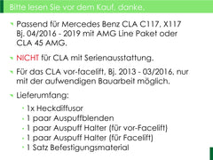 CLA 45 AMG Diffusor + Schwarz Auspuffblende für Mercedes Benz CLA C117 X117 W117 AMG Line 2016-2019 di9