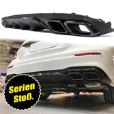 NUR FÜR BENZIN Heck Diffusor + Auspuffblenden Schwarz für Mercedes E-Klasse W213 S213 Avantgarde di34