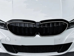 Schwarz Doppelsteg LED Kühlergrill Grill Frontgrill für BMW 3er G20 G21 2019-2022 vor LCI