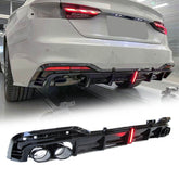 Sport Stoßfängerdiffusor mit schwarzen Auspuffendrohren Glossy Black für Audi A5 B9 S-line S5 2020-2023