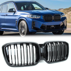 Frontgrill Kühlergrill Nieren Doppelsteg Grill Schwarz Passend für X3 G01 X4 G02 LCI