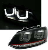 NEU LED Scheinwerfer Set mit roter Leiste U- Tube für VW Polo 6R / 6C 2009-2017 mit E-Prüfzeichen