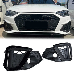 Lüftungsgitter Blenden Grill Gitter Schwarz für Audi A4 B9 ab 2020 MOPF mit ACC fg295