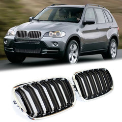 NEU Kühlergrill Front Grill Nieren Grill Chrom Passend für X5 E70 2007-2013 X6 E71 2008-2014