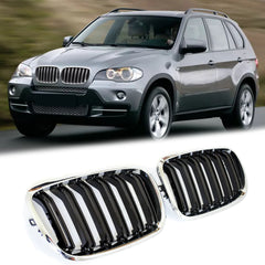 NEU Kühlergrill Front Grill Nieren Grill Chrom Passend für X5 E70 2007-2013 X6 E71 2008-2014