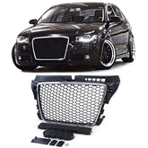 NEU Kühlergrill Wabengrill Frontgrill Schwarz matt Chrom für Audi A3 8P 2008-2013 Ohne Emblem