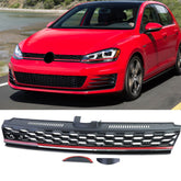 Grill Wabengrill Kühlergrill mit Roter Leiste für VW Golf 7 2012-2016 Ohne Emblem