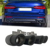 NEU Matt Carbon Auspuffblenden Endrohr Blenden für AUDI A6 C8 A7 C8 S Line ab 2018 et244