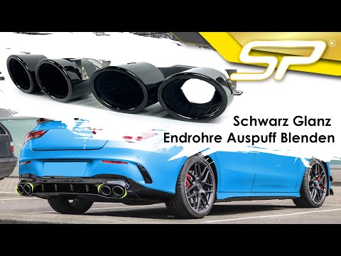 Schwarz Glanz Endrohre Auspuff Blenden für Mercedes W177 V177 CLA X118 C118 GLA H247 GLB X247 NUR A35 A45 AMG
