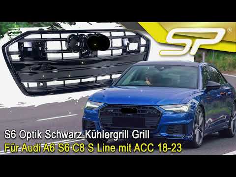 Schwarz Kühlergrill Grill für Audi A6 S6 C8 S Line mit ACC 2018-2023 fg321