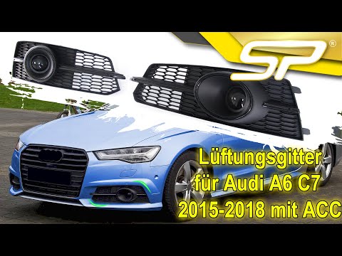 Lüftungsgitter Nebelscheinwerfer Grill Gitter Schwarz für AUDI A6 C7 S-Line 2015-2018 mit ACC