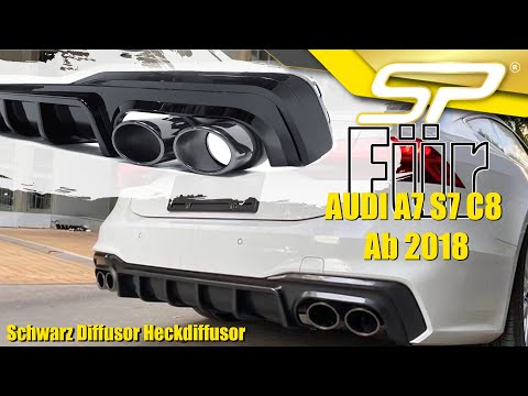 Schwarz Diffusor Heckdiffusor Auspuff Endrohre für AUDI A7 S7 C8 4K Sportback S Line 2018+ OHNE ABE
