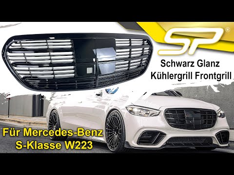 Schwarz Glanz Kühlergrill Frontgrill für Mercedes-Benz S-Klasse W223 Limo mit ACC ab20 fg300