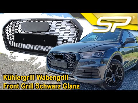 Wabengrill Kühlergrill Front Grill Schwarz Glänzend für Audi Q5 FY SQ5 S Line 2017-2020 mit PDC