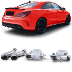 Endrohre Ausführung Auspuffblenden Doppel Chrom für Mercedes CLA C117 X117 AMG-Line 2013-2019