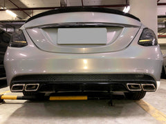 Diffusor Heckdiffusor + Auspuff Chrom für Mercedes Benz C Klasse W205 S205 C43 AMG Line di15