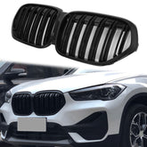 Kühlergrill Nieren Grille Frontgrill Doppelsteg Schwarz Glanz Passend für X1 F48 LCI ab 2019