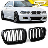 Kühlergrill Nieren Grille Grill Doppelsteg Glanz Schwarz Passend für 3er E46 Limo Touring 1998-2001