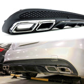 Diffusor Heckdiffusor + Auspuff Chrom für Mercedes Benz C Klasse W205 S205 C43 AMG Line di15