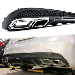 Diffusor Heckdiffusor + Auspuff Chrom für Mercedes Benz C Klasse W205 S205 C43 AMG Line di15