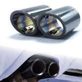 66mm Auspuffblenden Endrohre Schwarz Edelstahl für AUDI A4 B9 8W A5 5F