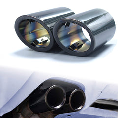 66mm Auspuffblenden Endrohre Schwarz Edelstahl für AUDI A4 B9 8W A5 5F