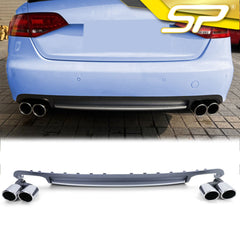 Heckdiffusor Diffusor mit Endrohre Auspuffblenden Chrom für Audi A4 B8 Limo Avant 2007 2008 2009 2010 2011