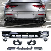 Diffusor Heckdiffusor + Auspuffblenden Schwarz / Chrom für Mercedes CLA C118 X118 AMG Line