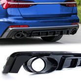 Schwarz Diffusor Heckdiffusor + Auspuff Blenden für Audi A6 C8 S6 Avant S Line ab 2018 di161
