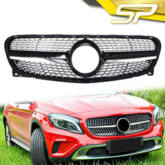 Diamantgrill Kühlergrill Schwarz Diamant Front Grill für Mercedes Benz GLA X156 2013-2016 pz138