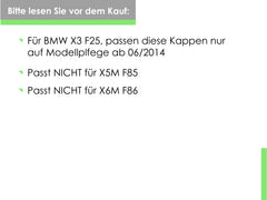 M Optik Spiegelkappen Außenspiegel Schwarz Glanz Passend für X5 F15 X6 F16 X3 F25 X4 F26 2014 2015 2016 2017 2018 mc74