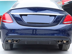 Diffusor Heckdiffusor + Auspuffblenden Schwarz für Mercedes Benz C-Klasse W205 S205 AMG Line C43 AMG 2014-2021 di2