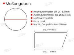 80mm Chrom Edelstahl Auspuff Auspuffblenden Endrohrblende für VW Tiguan 5N Passat B6 B7 CC