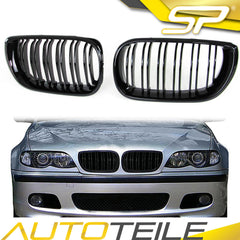 Kühlergrill Nieren Grille Grill Glanz Schwarz Passend für 3er E46 2001 2002 2003 2004 2005