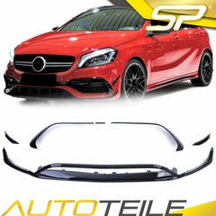 Aero-Kit Flaps Splitter Frontspoiler Front Spoiler Schwarz für Mercedes Benz A Klasse W176 AMG Line 2015-2018