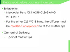 Auspuffblenden Endrohre Chrom Y Eckig für Mercedes CLS Klasse W218 C218 C219 W221 S63 AMG 2011-2018