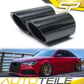 Auspuffblenden Endrohre Schwarz Edelstahl für AUDI A6 C6 C7 S6 Avant A5 8T 4F