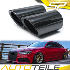 Auspuffblenden Endrohre Schwarz Edelstahl für AUDI A6 C6 C7 S6 Avant A5 8T 4F
