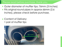 66mm Auspuffblenden Endrohre Schwarz Edelstahl für AUDI A4 B9 8W A5 5F