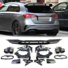 Diffusor Heckdiffusor + Auspuffblenden für Mercedes Benz A-Klasse W177 AMG Line A45 AMG ab 2018 di64