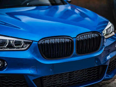 Kühlergrill Nieren Grille Frontgrill Schwarz Glanz Passend für X1 F48 2014-2019 fg52