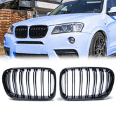 Kühlergrill Nieren Grille Grill Doppelsteg Glanz Schwarz Passend für X3 F25 2010-2014 vor LCI fg122