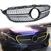 Schwarz Diamantgrill Kühlergrill Grill für Mercedes Benz C-Klasse W205 C205 A205 S205 C43 AMG 2014-03/2018 pz128