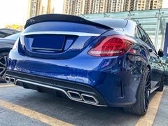 Diffusor Heckdiffusor + Auspuffblenden Chrom für Mercedes Benz C-Klasse W205 S205 AMG Line 2014-2018 di1