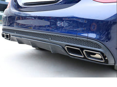 Diffusor Heckdiffusor + Auspuffblenden Schwarz für Mercedes Benz C-Klasse W205 S205 AMG Line C43 AMG 2014-2021 di2