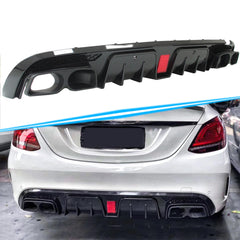 Diffusor Heckdiffusor Auspuff Carbon Look für Mercedes C Klasse W205 S205 AMG Line 13-19 BENZIN di12