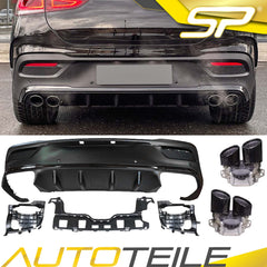 Diffusor Heckdiffusor + Auspuffblenden 2X2 (Schwarz) Für Mercedes GLE C167 COUPE