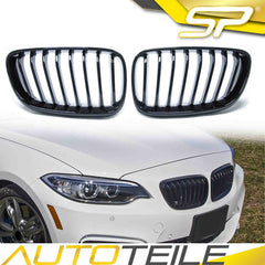 Kühlergrill Nieren Grille Grill Einzelsteg Glanz Schwarz Passend für 2er F22 F23 F87 M2 fg8