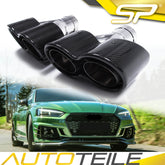 Auspuffblenden Endrohrblende Chrom Edstahl Carbon für AUDI Universal 64-67mm